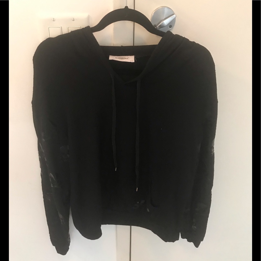 SoulCycle black hacci hoodie w/skull print